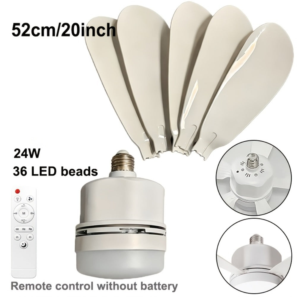 Ceiling Fan with Light and Remote Control | 5-Blade 20 Inch 3-Speed 3-Color Dimmable LED Fan Light | Timing Mute E26/E27 Screw-In Easy Install for Kitchen Living Room Bedroom