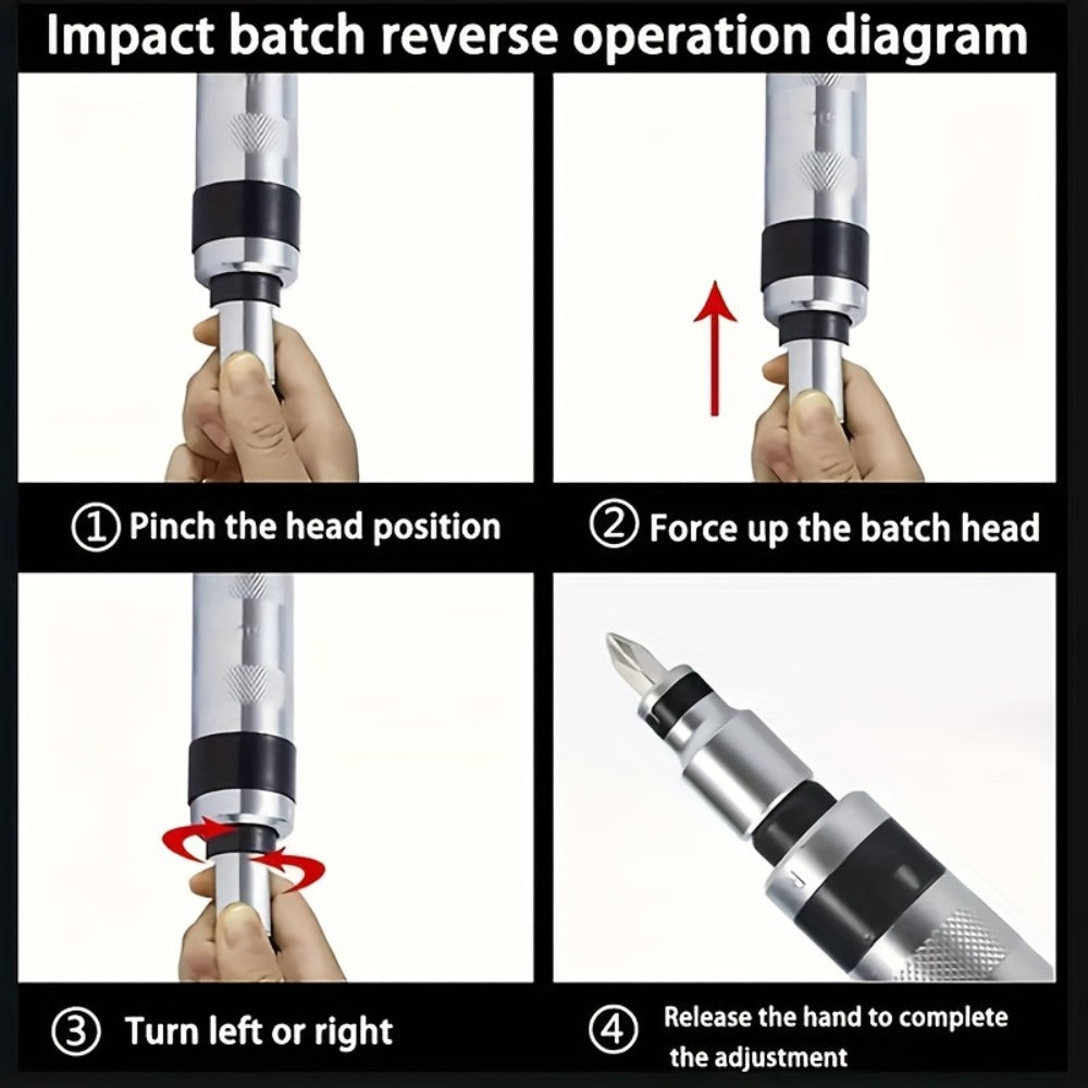 Impact Screwdriver Set 13-Piece ¨C Shock Screw Bits, Chisel Bits & Screw Extractor Remover Kit, Multifunctional Metal Shock Driver Tool Set for Stripped Screw Repair & DIY Use