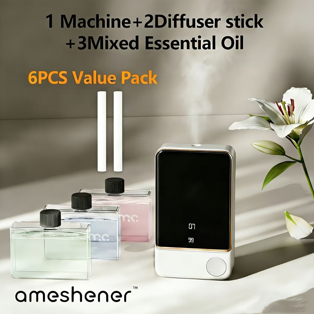 Aromatherapy Diffuser 1800mAh 7-Speed Essential Oil Diffuser with Digital Display Bathroom Odor Eliminator USB Rechargeable Air Freshener Home Decor Gift