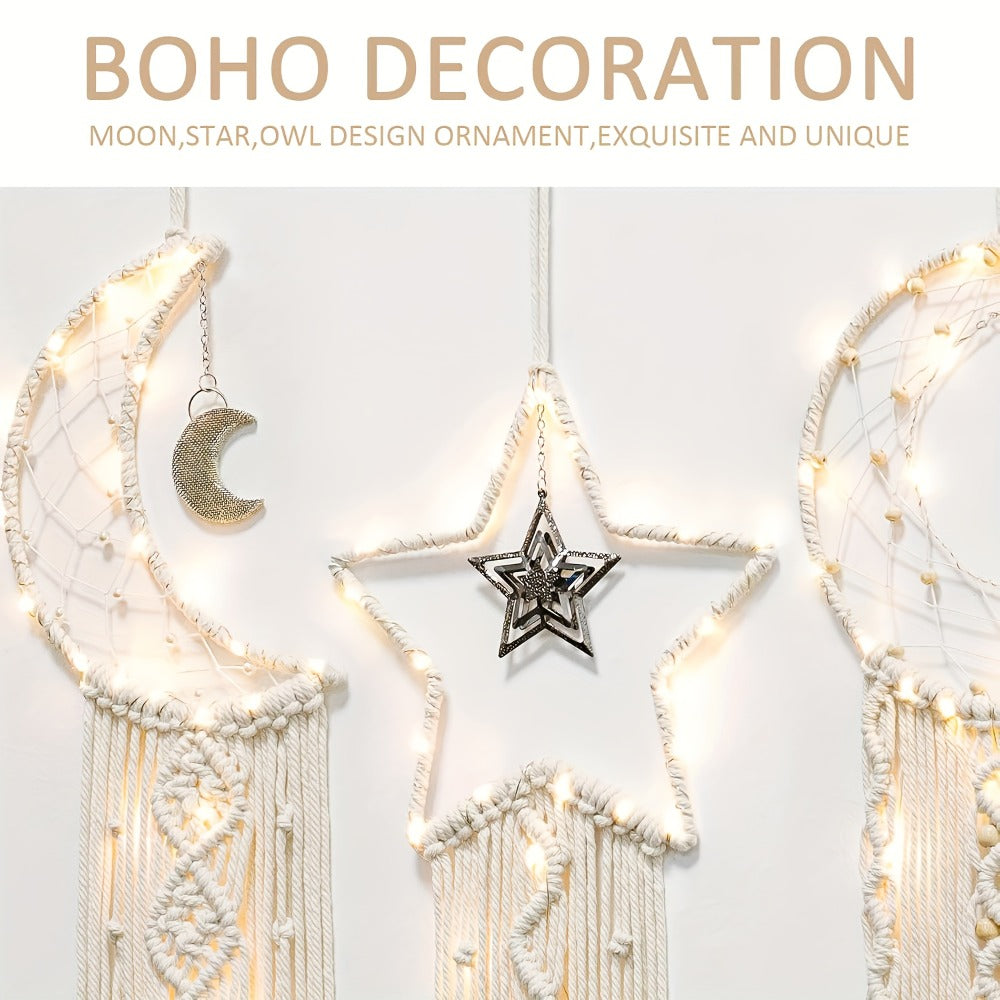 Dream Catcher Boho Wall Decor Set of 4, Woven Fabric Bohemian Dream Catchers for Bedroom Room Decor, Birthday Gift for Women Mom Grandma Teenage Girls