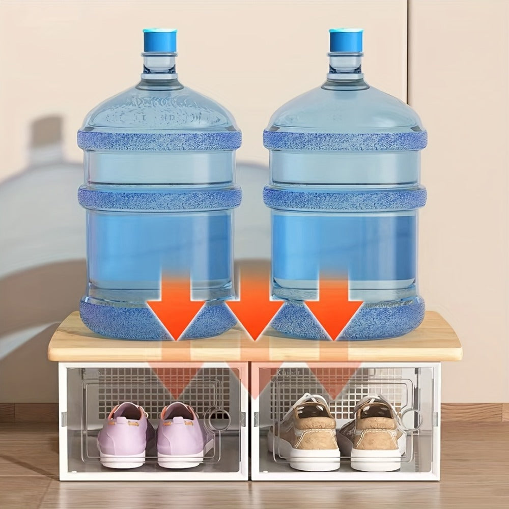 Transparent Stackable Shoe Boxes with Lid ¨C Foldable Clear Sneaker Storage Organizer (6/24pcs)