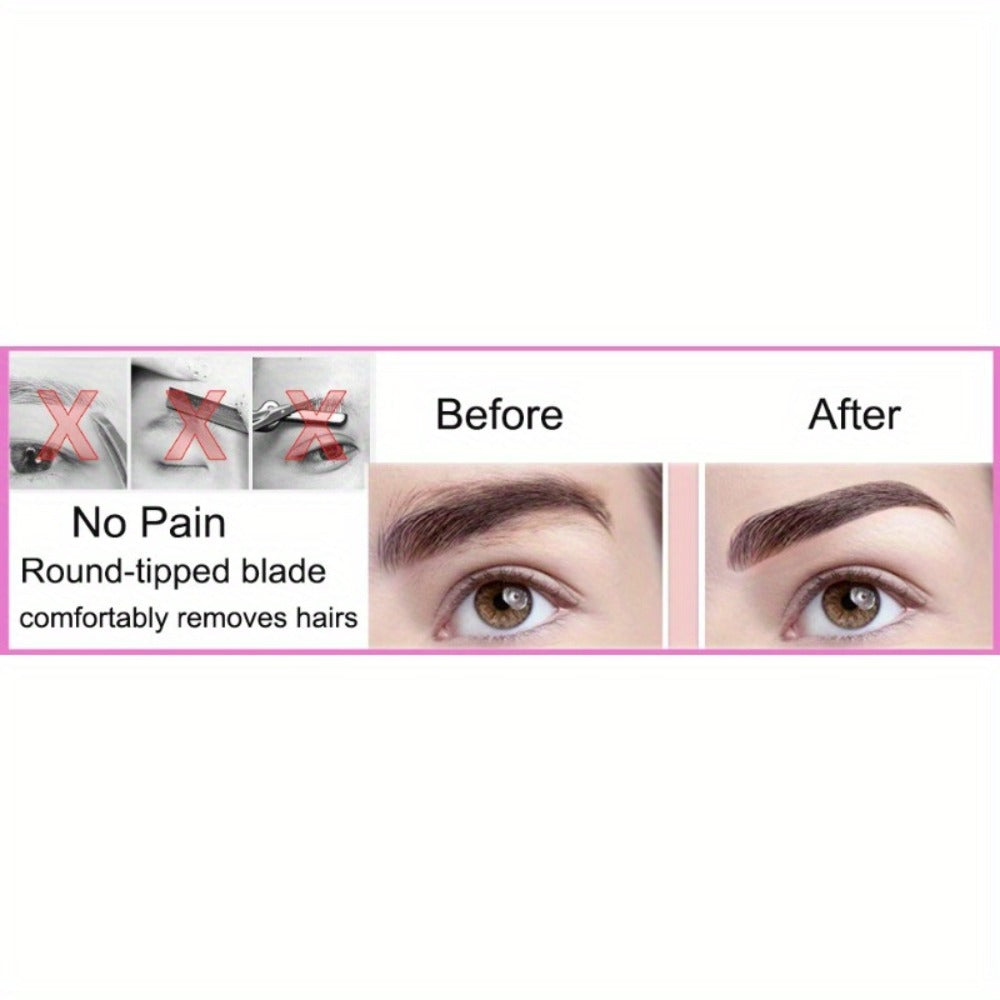 Electric Eyebrow Trimmer for Women 2 Pack, USB Rechargeable Painless Precision Eyebrow Razor Pen, Portable Hair Remover for Face Lip Leg Armpit ¨C Pink White Colorful