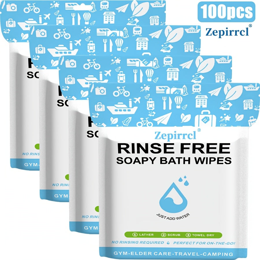 Disposable No-Rinse Soap Towel Sheets for Travel Camping Gym - Portable Foam Bath Towel Sensitive Skin Safe Wet Lather Dry All-In-One Body Wash Towel 25/50/100/250pcs
