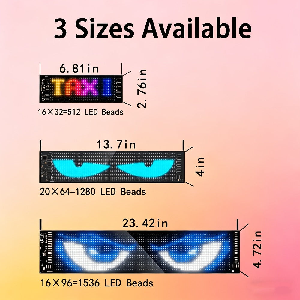 LED Scrolling Sign App Controlled Flexible LED Matrix Display Panel Programmable Animated Text for Car Home Party Birthday Holiday Decoration - Multiple Sizes