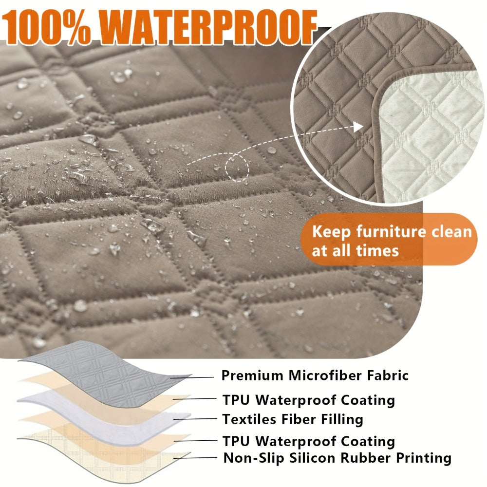 Recliner Chair Cover Waterproof Dual-Layer with Side Pockets Non-Slip Scratch Resistant Machine Washable Pet Protection 11 Colors