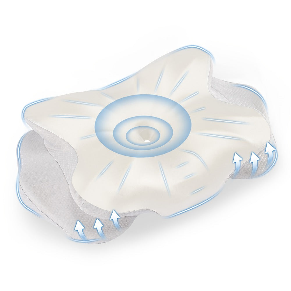 Memory Foam Cervical Pillow Ergonomic Contour Neck Support Orthopedic Bed Pillow for Side Back Stomach Sleepers with Cooling Pillowcase Queen King