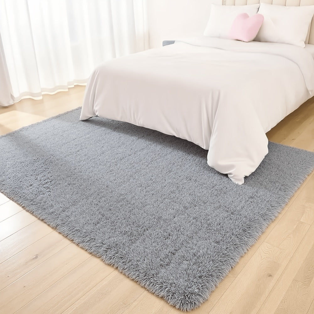 Plush Shaggy Area Rug 1.6 Inch Thick Non-Slip Machine Washable Polyester Carpet - Tie-Dye & Solid Color Fluffy Rectangle Rug for Living Room, Bedroom & Study | Silicone Grip Backing | 4 Sizes Available