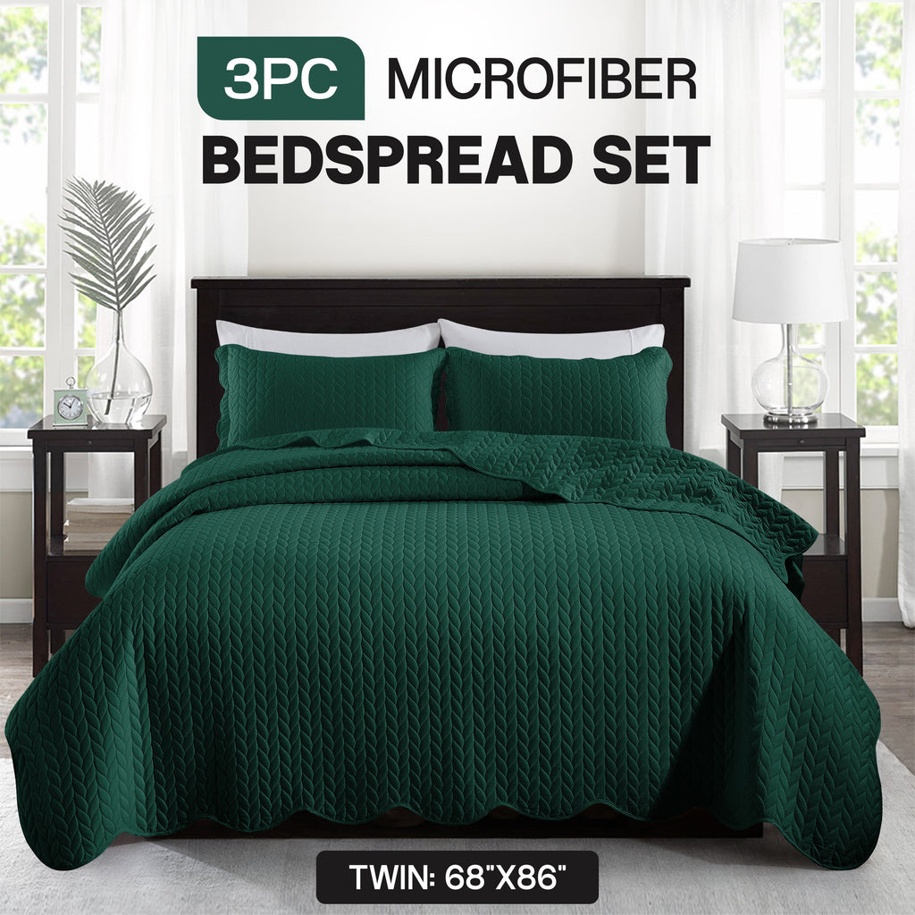 Bedspread Set 3-Piece Microfiber Floral Coverlet with Pillow Shams - Soft Breathable Lightweight All-Season Bed Cover for Queen King Twin California King