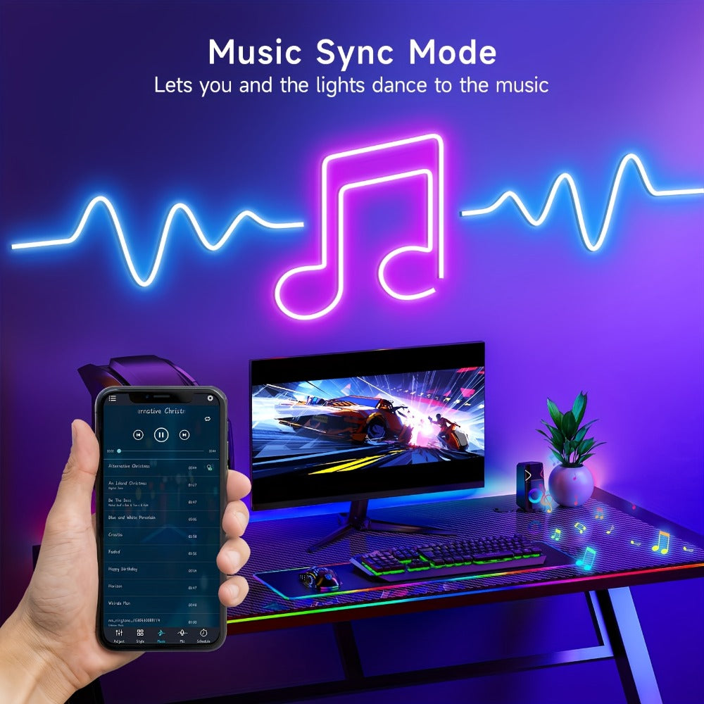 LED Neon Rope Light IP65 Waterproof ¨C RGB Color Changing Light Strip, App & Remote Control, Music Sync, Silicone Neon Light for Bedroom, Gaming Room, Indoor & Outdoor Decoration (3.2/9.8/16.4 Ft)