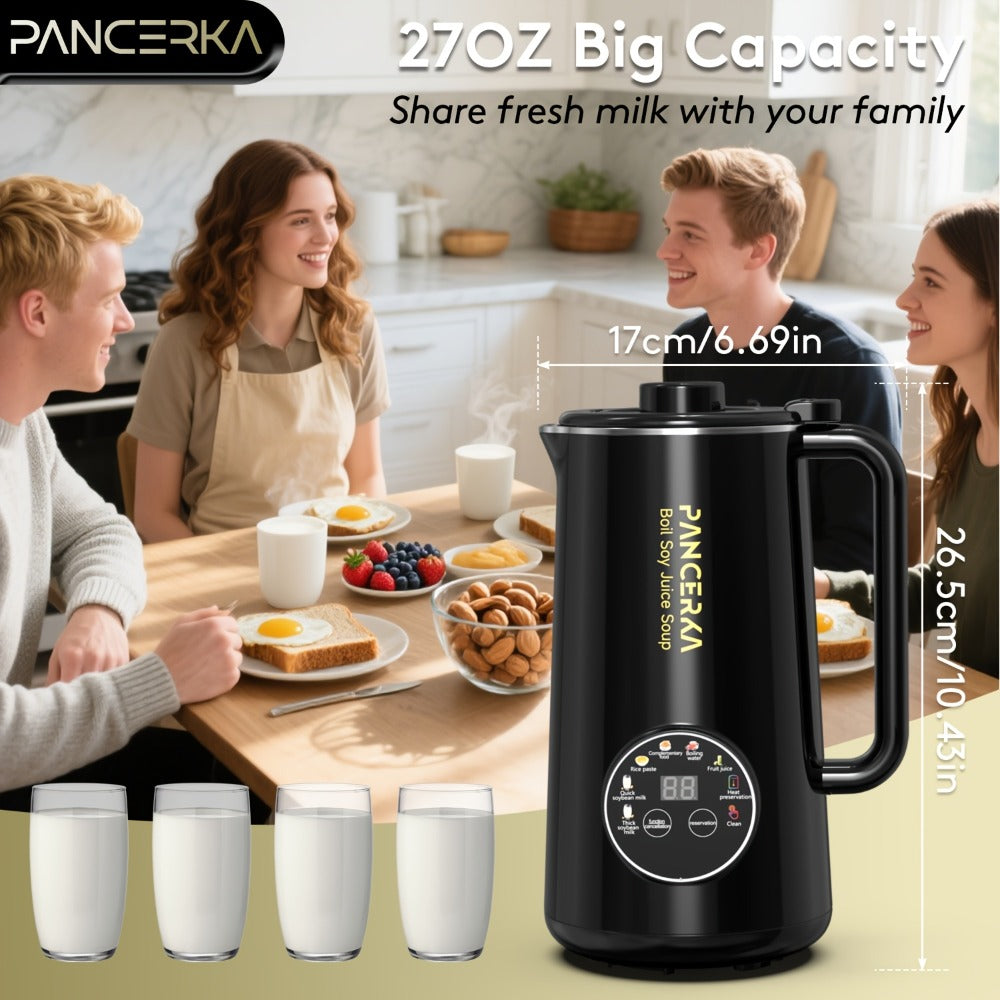 Soy Milk Maker Automatic Nut Milk Machine 27oz - One-Touch Operation, Multi-Functional for Almond, Oat, Soy, Coconut & Plant-Based Dairy-Free Beverages, Easy to Clean, High Capacity, Black