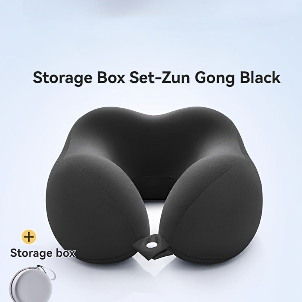 Memory Foam Travel Neck Pillow with Storage Bag ¨C Ergonomic Slow Rebound Support, Machine Washable Cover, for Travel, Office & Napping