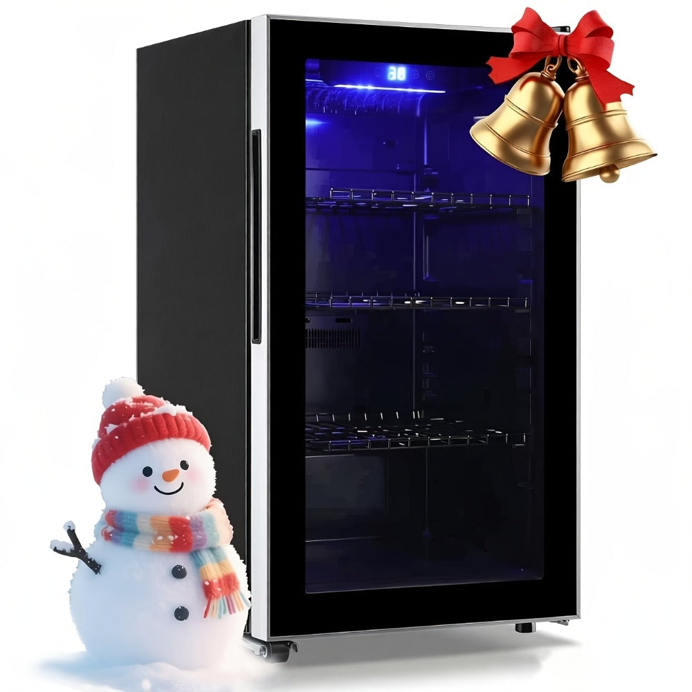 Beverage Refrigerator with Glass Door ¨C Mini Fridge 2.0/3.5/4.0 Cu Ft, LED Lights, Adjustable Shelves, R600a Cooling for Beer, Wine & Drinks, Home, Office & Bar