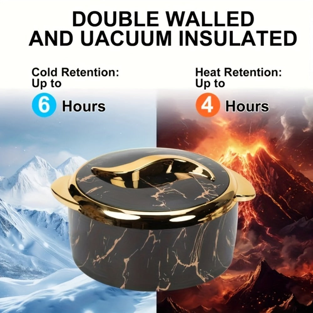 Insulated Casserole Dish Set 3-Piece Thermal Food Warmer with Lids, Stainless Steel Serving Bowls for Hot & Cold Food, Buffet Hotpot Tableware Set for Entertaining Dining Table