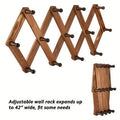 Wall Hat Rack Expandable Wood Accordion Hanger - 13 Hooks for Baseball Caps Coats Scarves Jewelry, Vintage Entryway Hallway Organizer