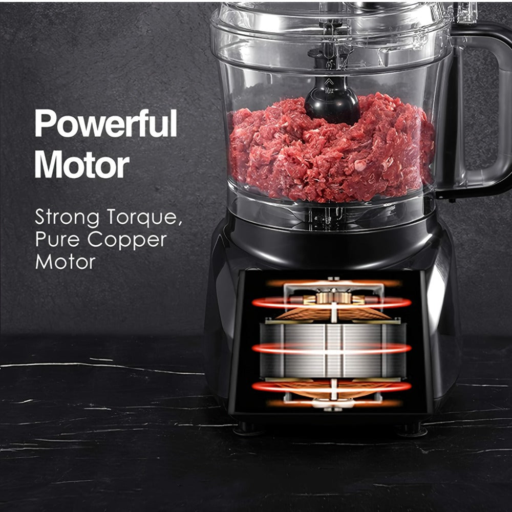 12 Cup Food Processor 6 Functions - Chopping, Slicing, Shredding, Purees & Dough, Large Capacity Electric Kitchen Food Processor for Meal Prep, Vegetables, Fruits & Baking, Black