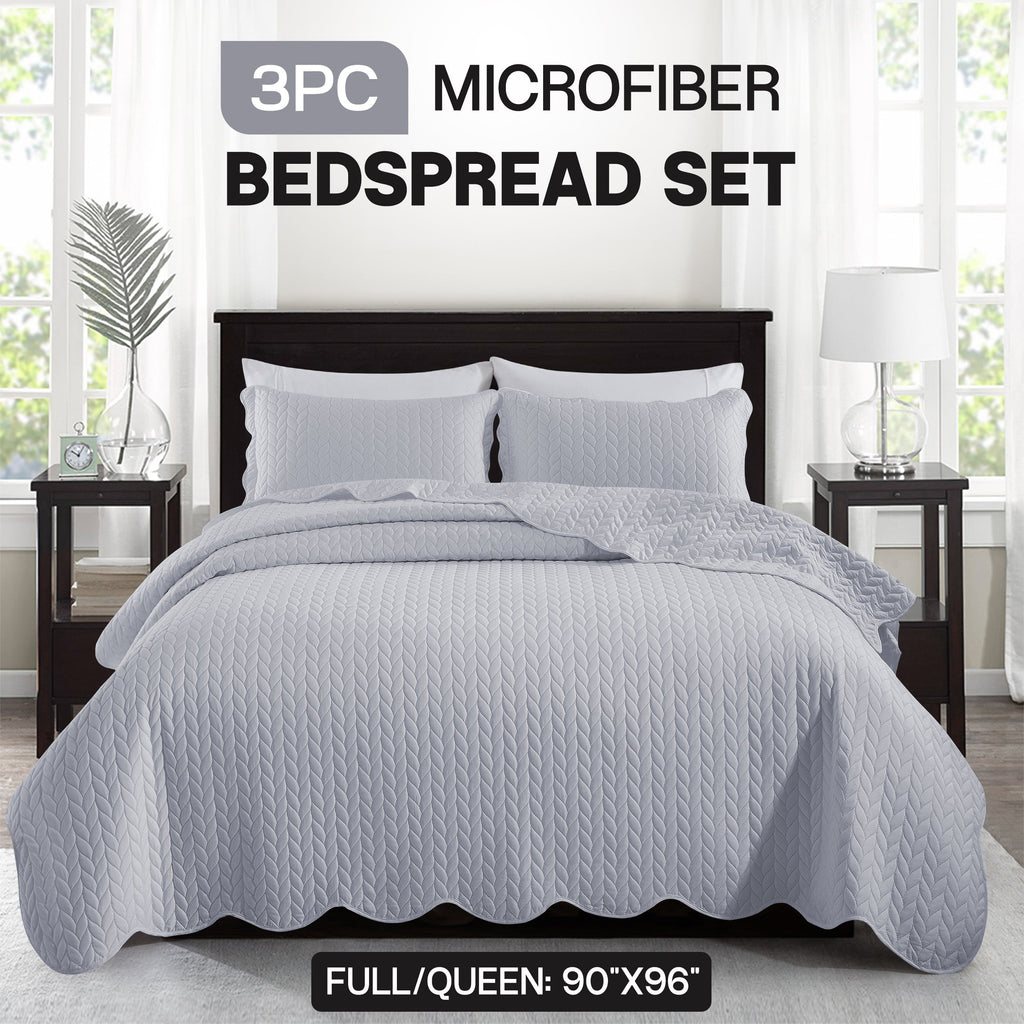 Bedspread Set 3-Piece Microfiber Floral Coverlet with Pillow Shams - Soft Breathable Lightweight All-Season Bed Cover for Queen King Twin California King