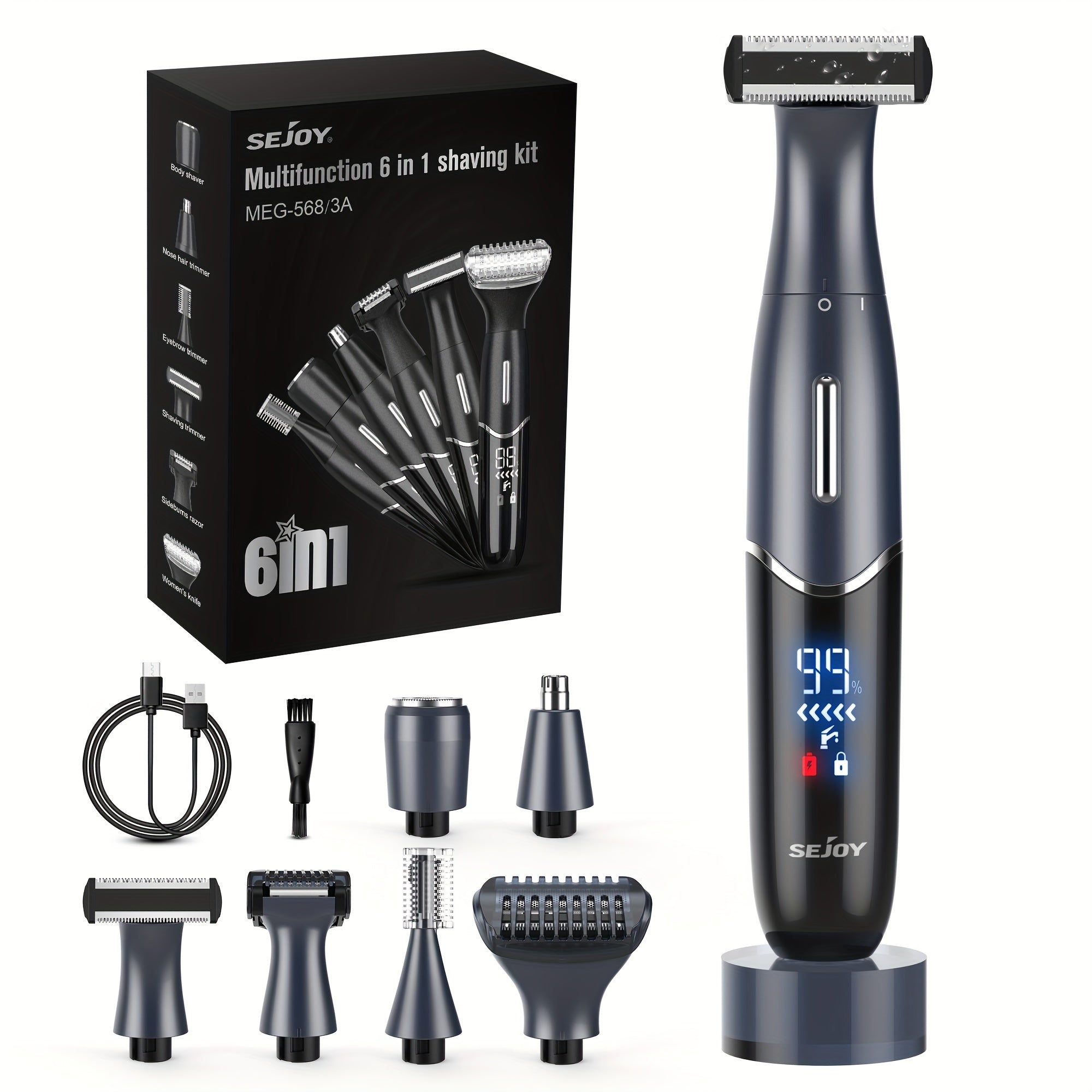 Women's Electric Bikini Trimmer Body Shaver Cordless Painless Razor Replaceable Heads Facial Hair Eyebrow Nose Ear Hair Removal Sensitive Skin