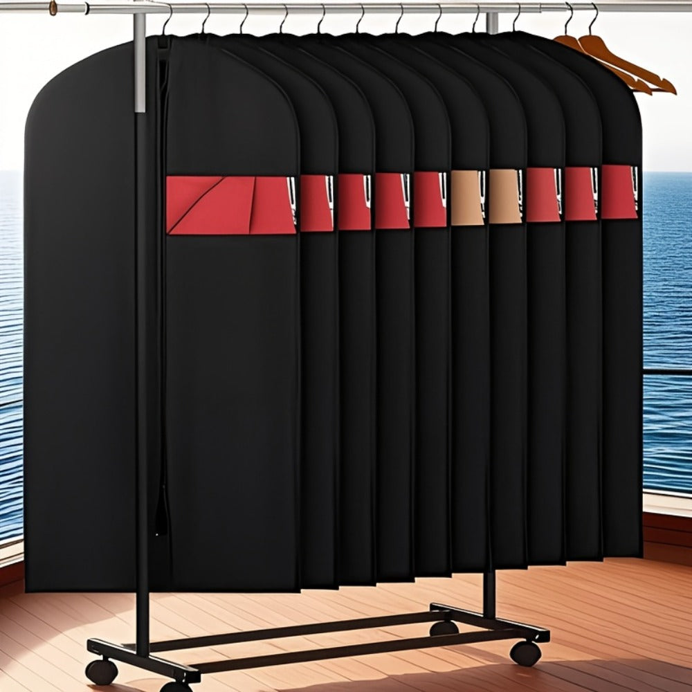 Garment Bags with Zipper Closure & Dust Protection for Suits Dresses Shirts ¨C Set of 5 Reusable Black Cover Bags