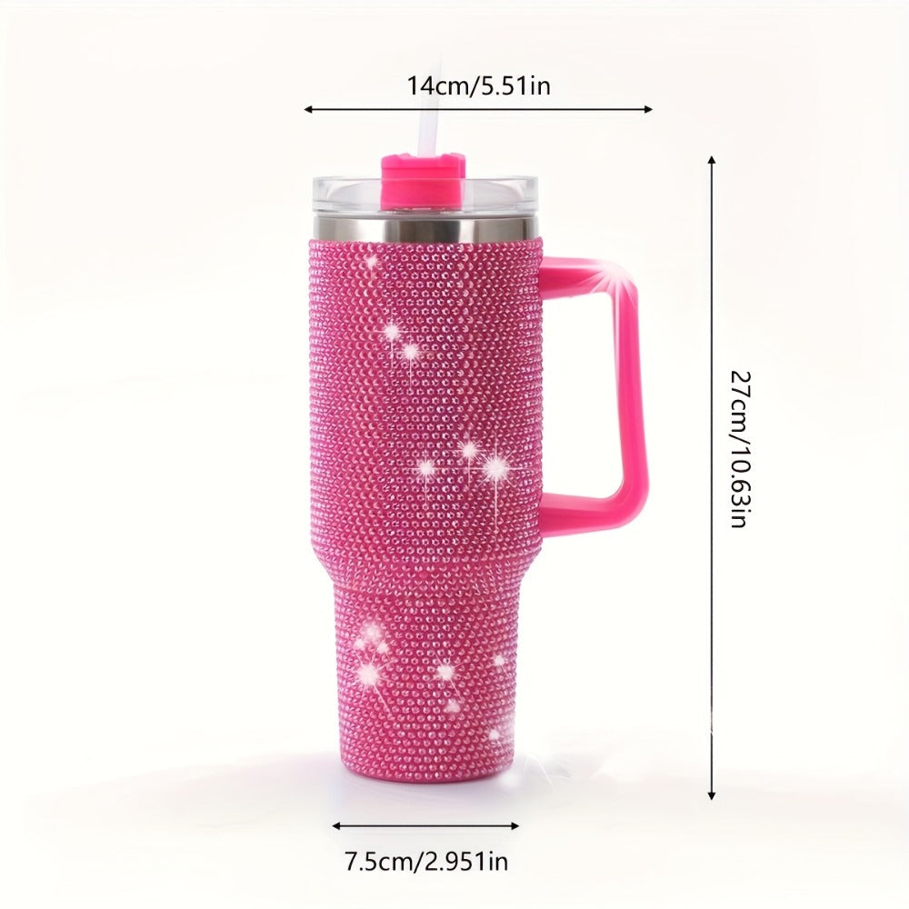 40oz Rhinestone Tumbler Insulated Stainless Steel Travel Cup - Diamond Glitter Design, Hot & Cold Drinks, Multiple Colors, Birthday Christmas Gift