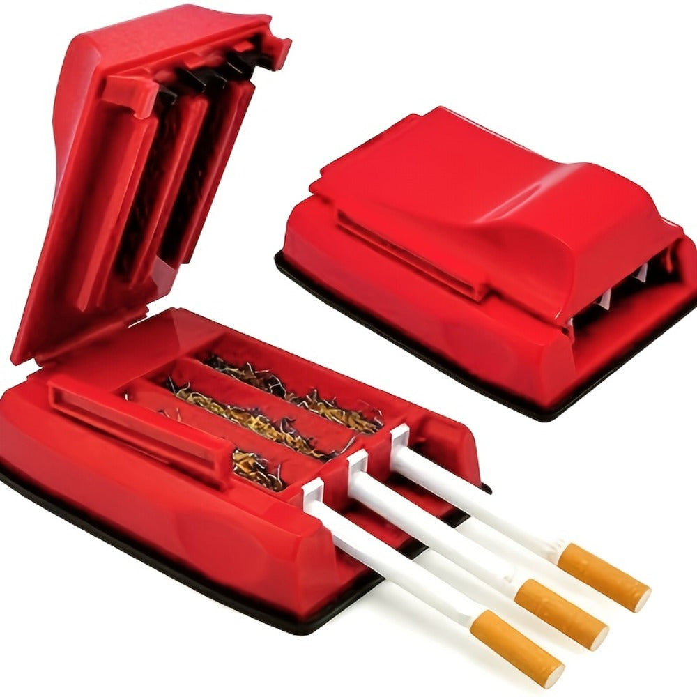 Manual Cigarette Rolling Machine 3-Tube Filler ¨C Portable Durable Plastic Cigarette Roller, Easy-to-Use Tobacco Rolling Tool for Daily Use, Compact Smoke Roller Random Color (1pc)