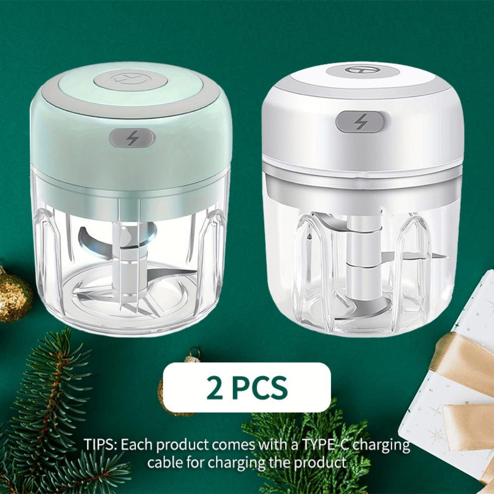 USB Electric Mini Food Chopper & Garlic Crusher, Portable 8.45oz Electric Vegetable Chopper with Meat Grinder Attachment, Rechargeable Kitchen Food Processor for Camping, Picnic & Home Use