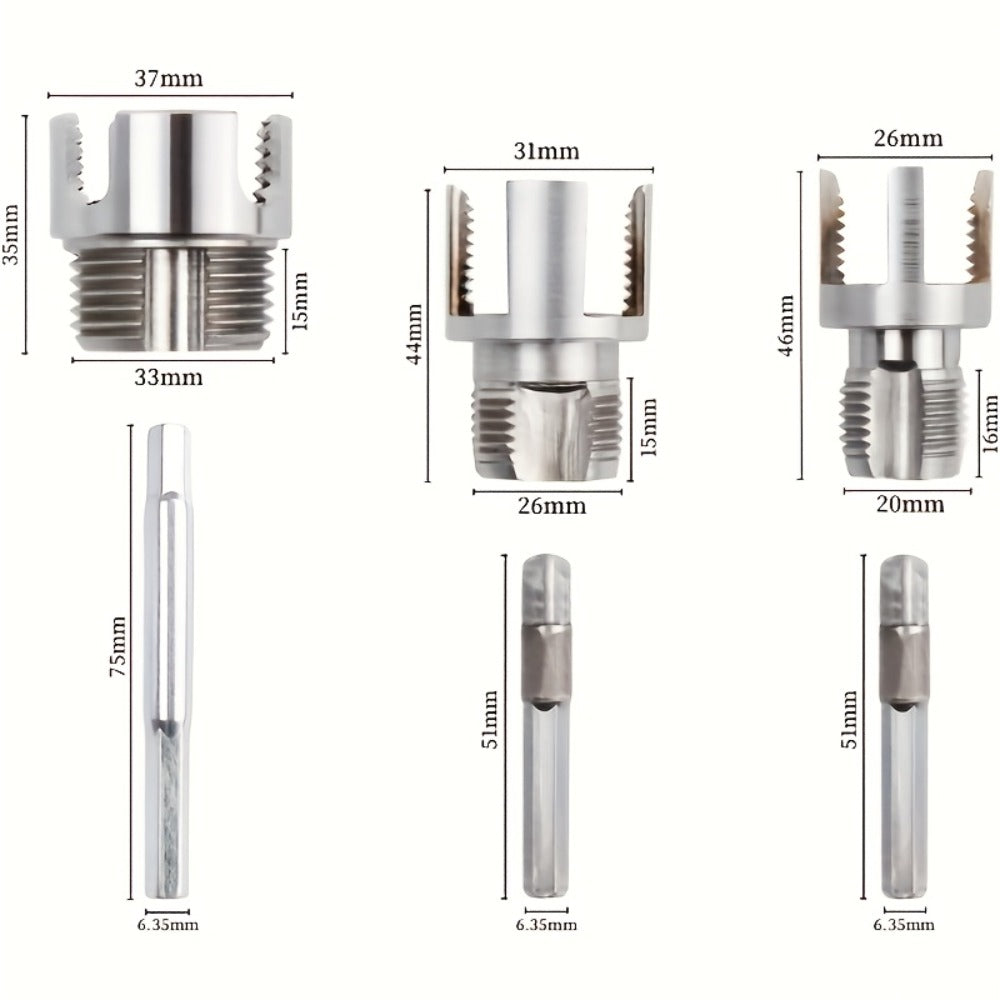 Pipe Threading Tool Set 3 Piece Heavy Duty Alloy 1/2 3/4 1 Inch Internal External Thread Tap Drill Compatible for PVC PPR MPP Pipe Installation