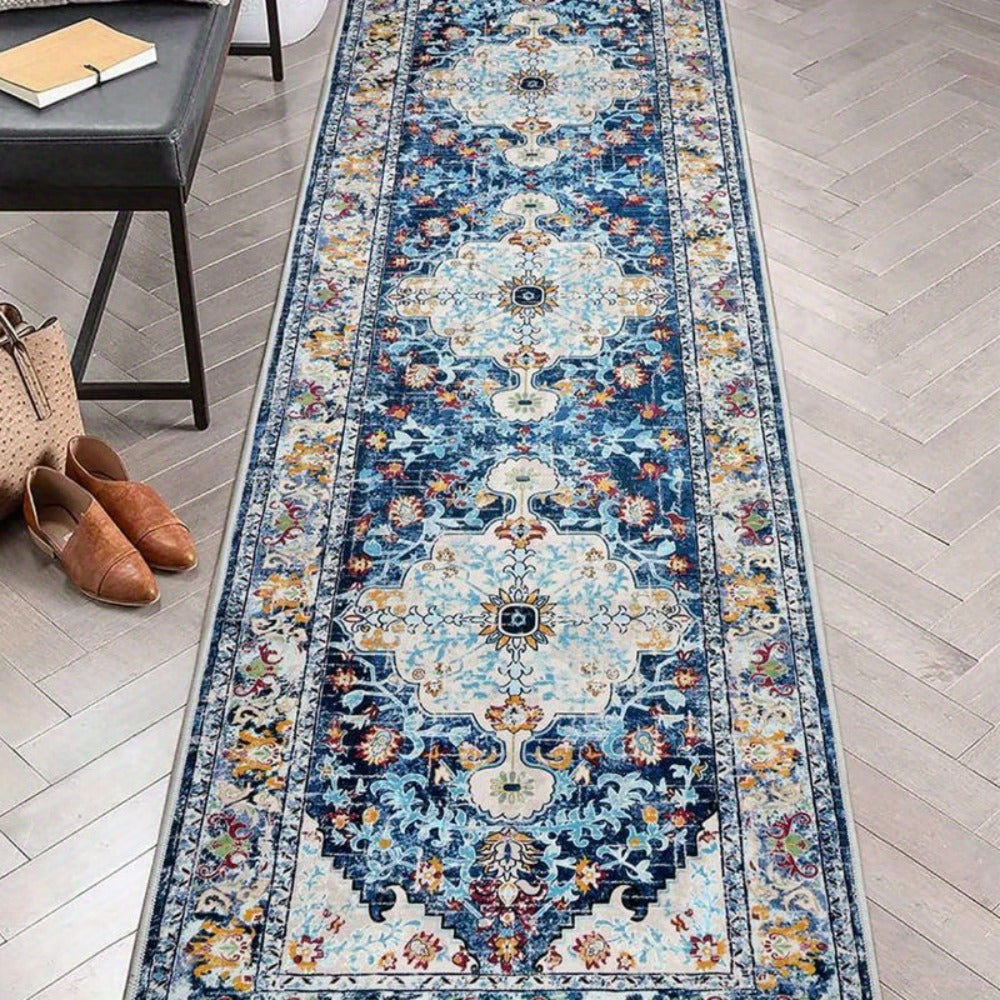 Runner Rug Boho Hallway Rug Machine Washable Non-Slip Vintage Farmhouse Accent Area Rug for Entryway Kitchen Living Room Bedroom Laundry Room - 2x6 2x8 2x10 Carpet Mat