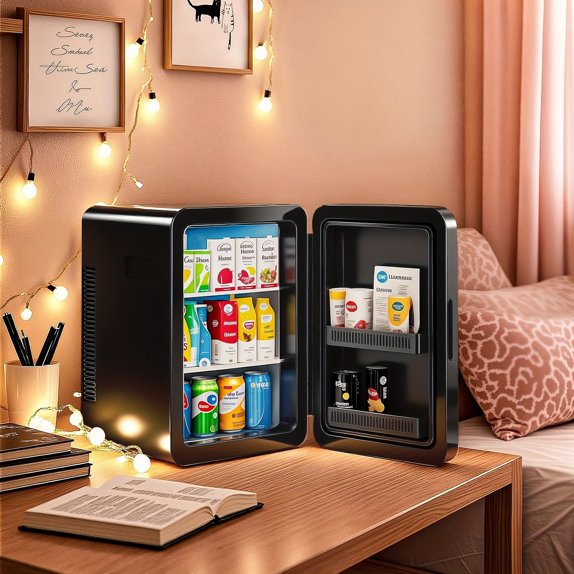 Mini Fridge with Glass Front Door 15.8QT/23.3QT - Portable Cooler and Warmer AC/DC 12V, Small Refrigerator for Bedroom, Office Desk, Car, Dorm, Skincare, Beauty & Makeup, 4 Colors