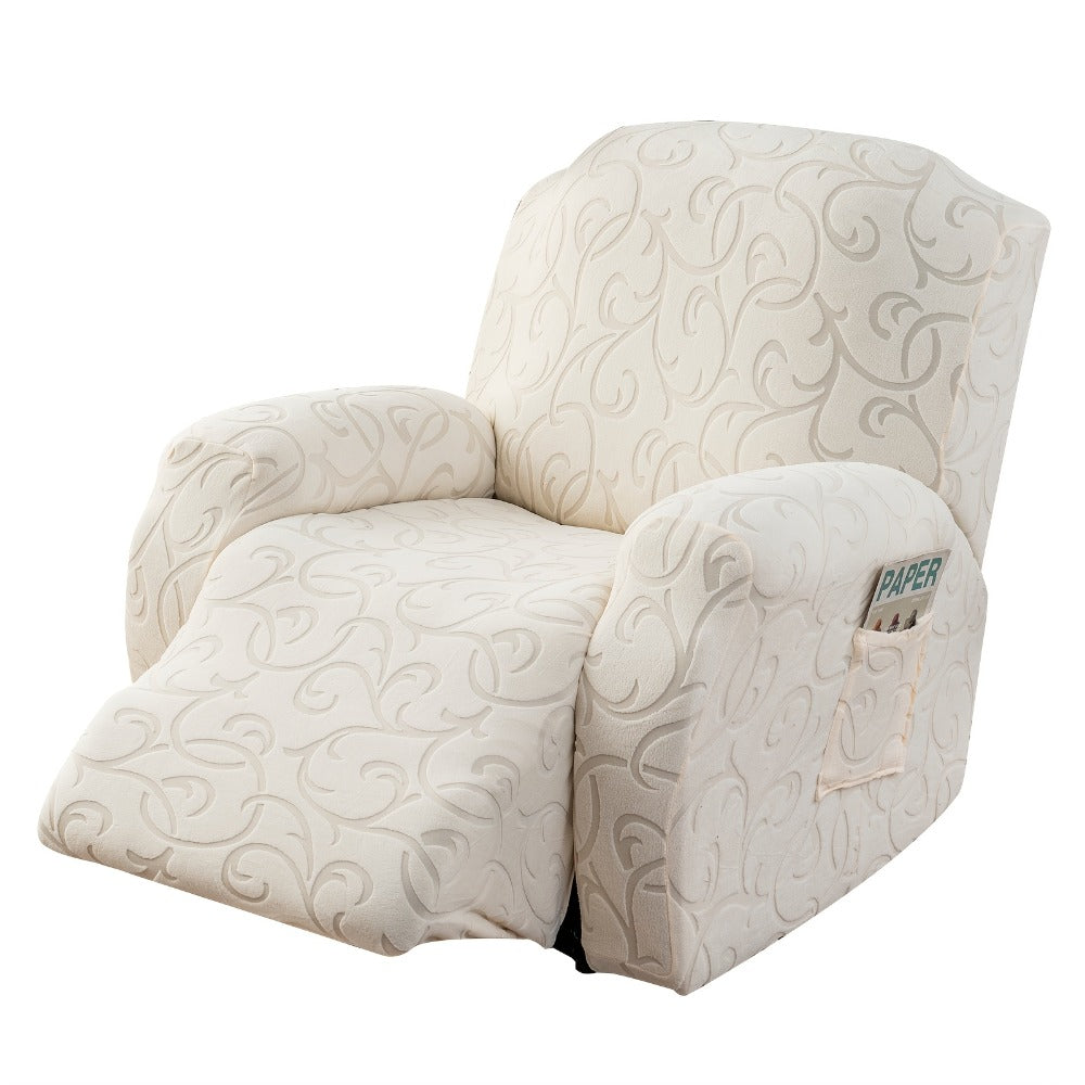 Recliner Chair Cover High Elasticity Stretch Swirl Pattern Slipcover Dust Scratch Resistant Washable Pet Friendly Fits Single Seater Sofa Massage Chair Living Room Furniture Protector