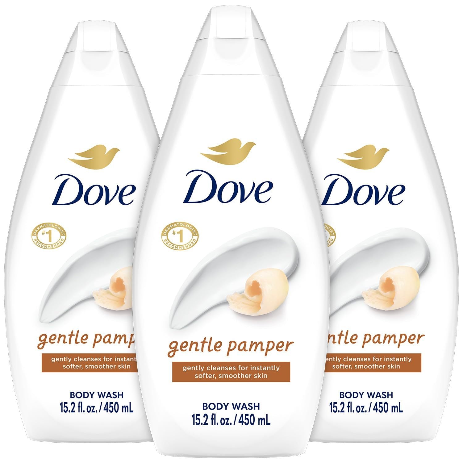 Dove Body Wash Gentle Pamper 450ml 3 Pack | Moisturizing Shower Gel with Soft Jasmine & Shea Butter Scent