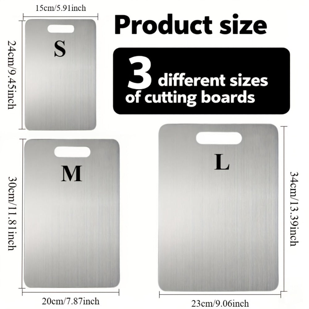 Stainless Steel Cutting Board Set 3-Piece, Premium Rust-Resistant BPA-Free Kitchen Cutting Boards, Durable Easy-to-Clean Space-Saving Nested Chopping Board Set for Meat Vegetables Fruit, Food Safe