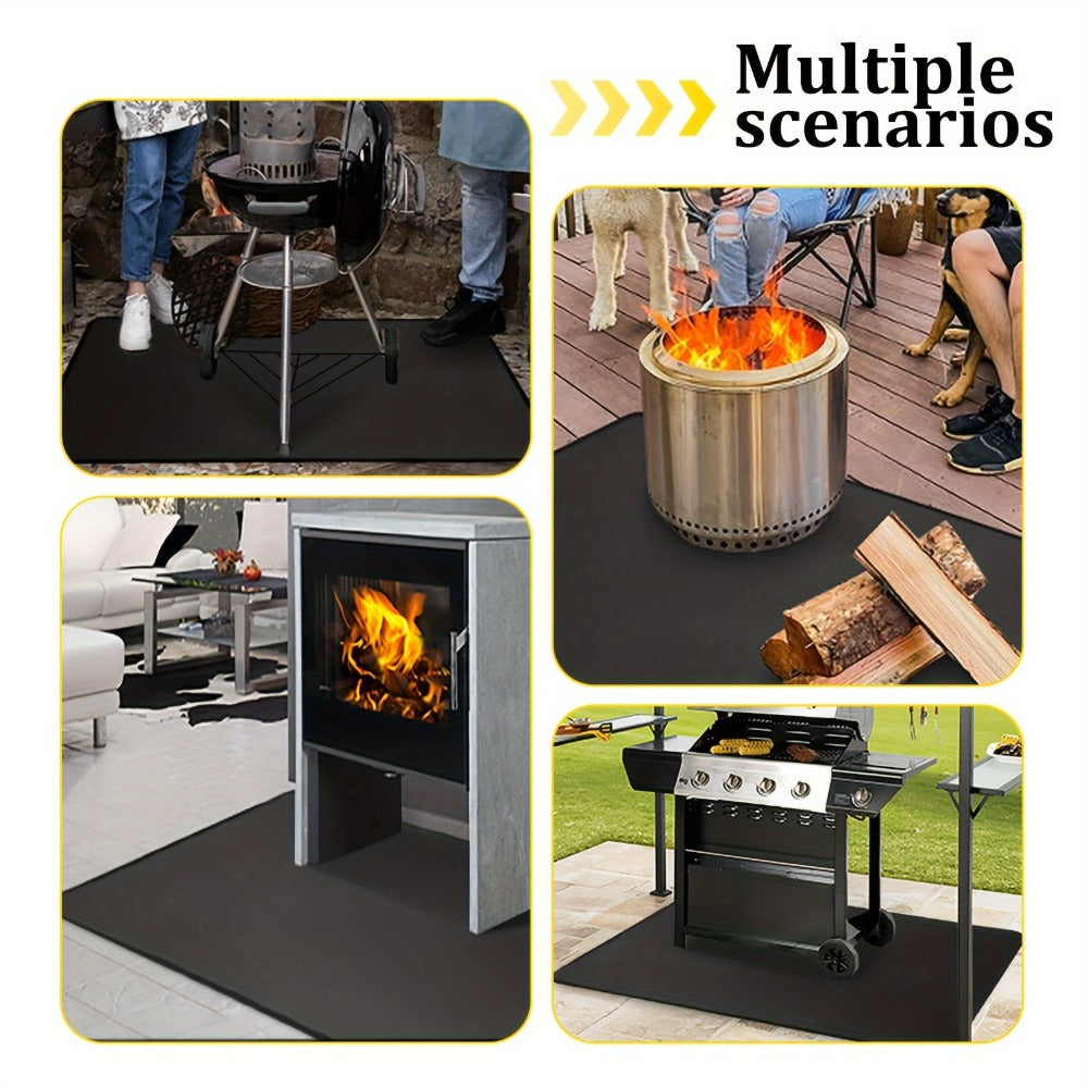 Grill Mat Fire Resistant BBQ Pad ¨C Oversized Under Grill Mat 2000¡ãF Heat Resistant, Waterproof Oil-Resistant Deck Protector for Outdoor Grilling, Fireplace & Fire Pit ¨C 60x48, 72x39, 76x51 Inches
