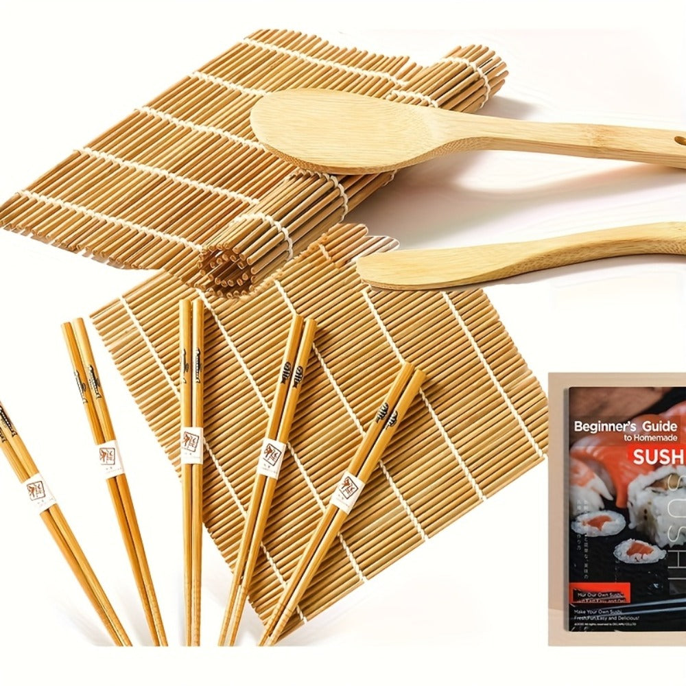 Sushi Making Kit 9/27Pcs with Bamboo Rolling Mats, Rice Molds, Paddle, Knife & Chopsticks ¨C Beginner Set for Home, School, Camping & Gifts