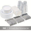 Disposable Dinnerware Set 350pcs for 100 Guests Party Plates Cups Silverware Napkins Wedding