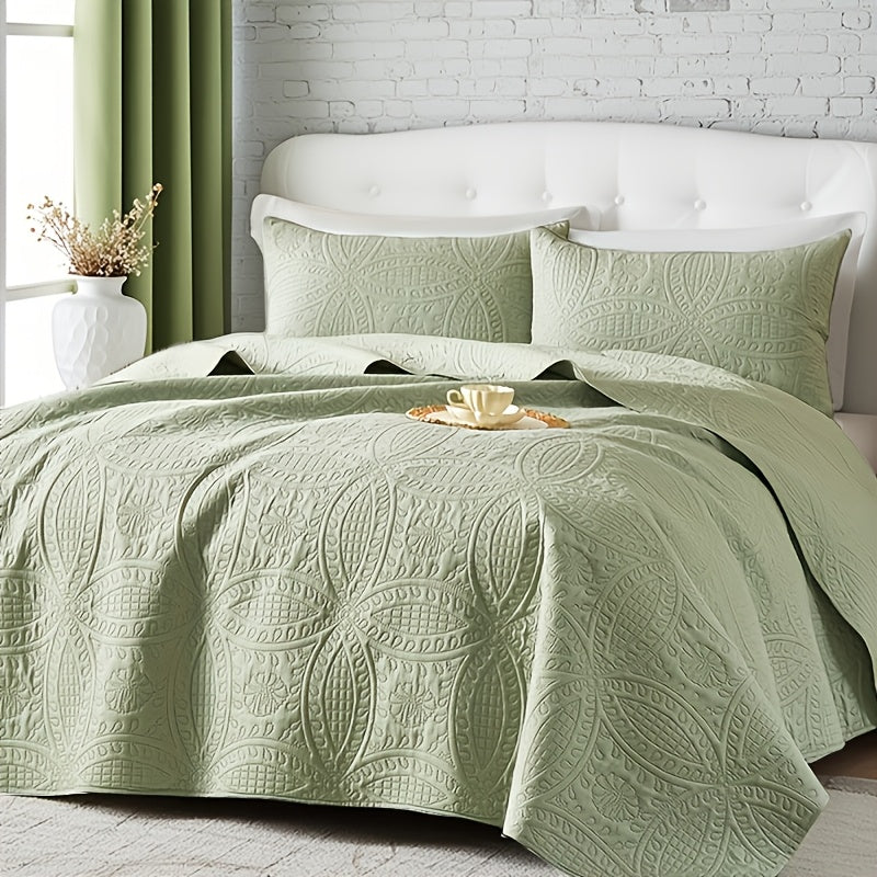 Quilt Coverlet Set 2-3 Piece Lightweight Microfiber Bedspread Coin Pattern Soft Skin-Friendly Anti-Allergy Machine Washable Twin Full Queen King