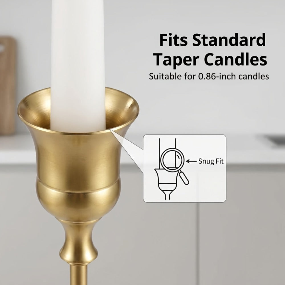 Copper Plated Candlestick Holders Bulk Set ¨C Retro Minimalist Taper Candle Holders for Wedding Birthday Christmas Dining Table Fireplace Decor