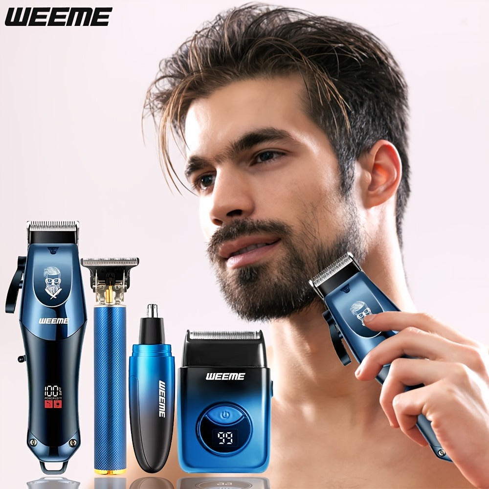 Men's Electric Hair Clipper Set USB Rechargeable with Nose Hair Trimmer & Shaver Wireless Professional Grooming Kit Father's Day Gift