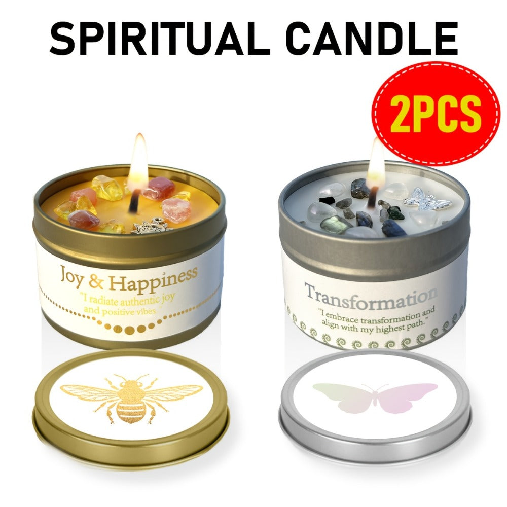 Manifestation Candles Scented Soy Wax with Crystal & Guidance Card for Meditation Yoga Focus | Law of Attraction Abundance Candle | Christmas Birthday Gift for Women