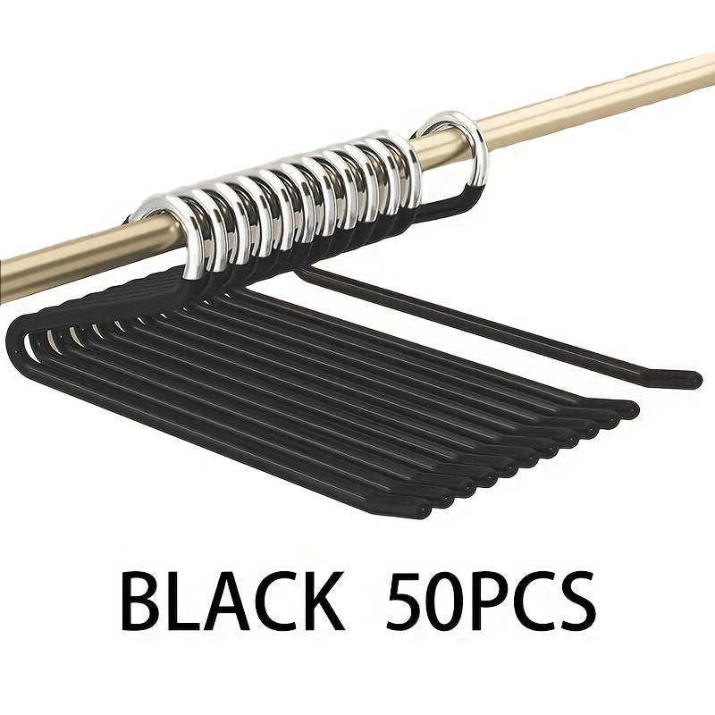 Pants Hangers Metal Open Leg Non-Slip - Heavy Duty Trouser Jeans Hanger for Wardrobe, Space Saving, Black or White, 10/20/30/50pcs