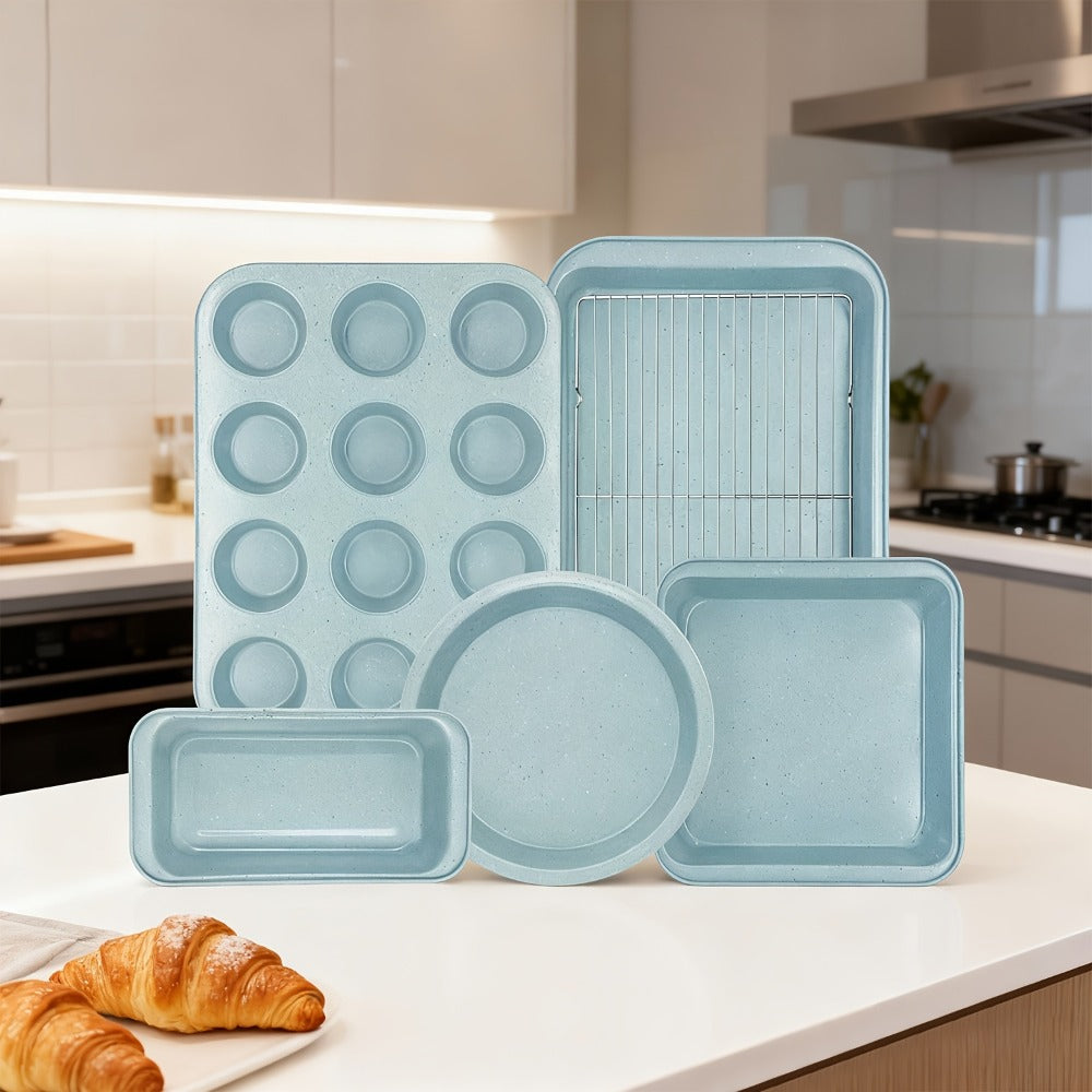 Nonstick Baking Pan Set 2 to 18pcs Carbon Steel Round Square Cake Pan Muffin Pan Bread Pan Cookie Sheet Pizza Pan Wire Rack Whisk Spatula Measuring Spoon Complete Bakeware Set