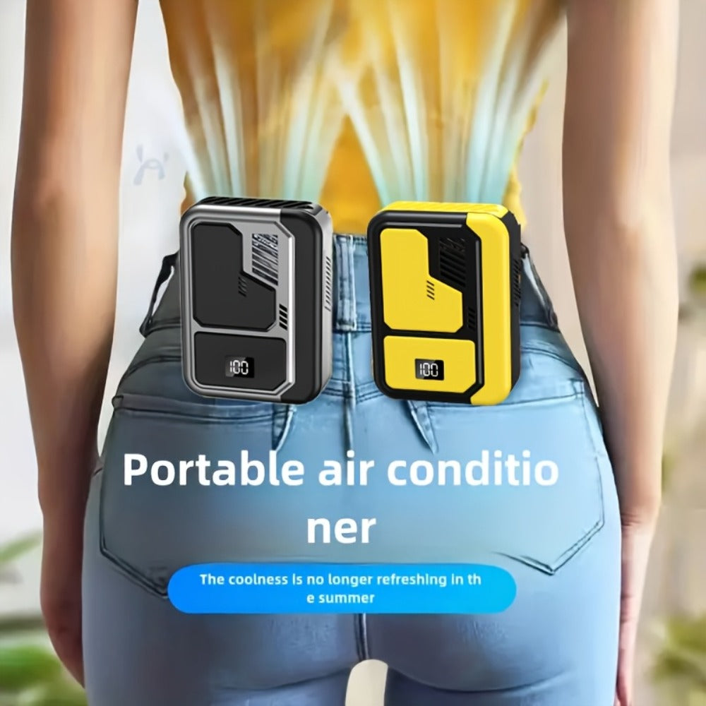 Neck Fan Portable Wearable, 3000mAh Battery Hands-Free Personal Fan 3 Wind Speeds Digital Display, USB Rechargeable Bladeless Neck Fan for Outdoor Camping Fishing Hiking Travel Sports, Silver Yellow White