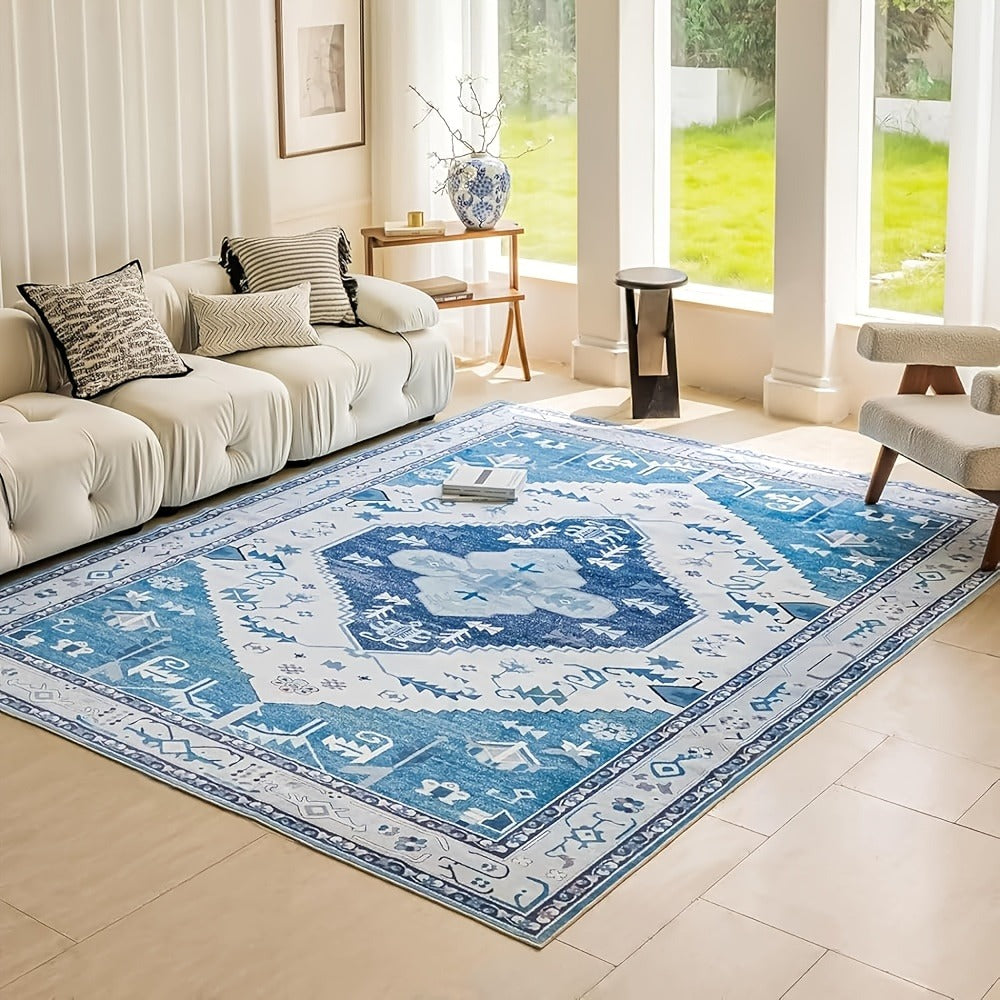Area Rug Boho Vintage Washable Non-Slip Rug for Living Room Bedroom Traditional Woven Carpet Home Decor