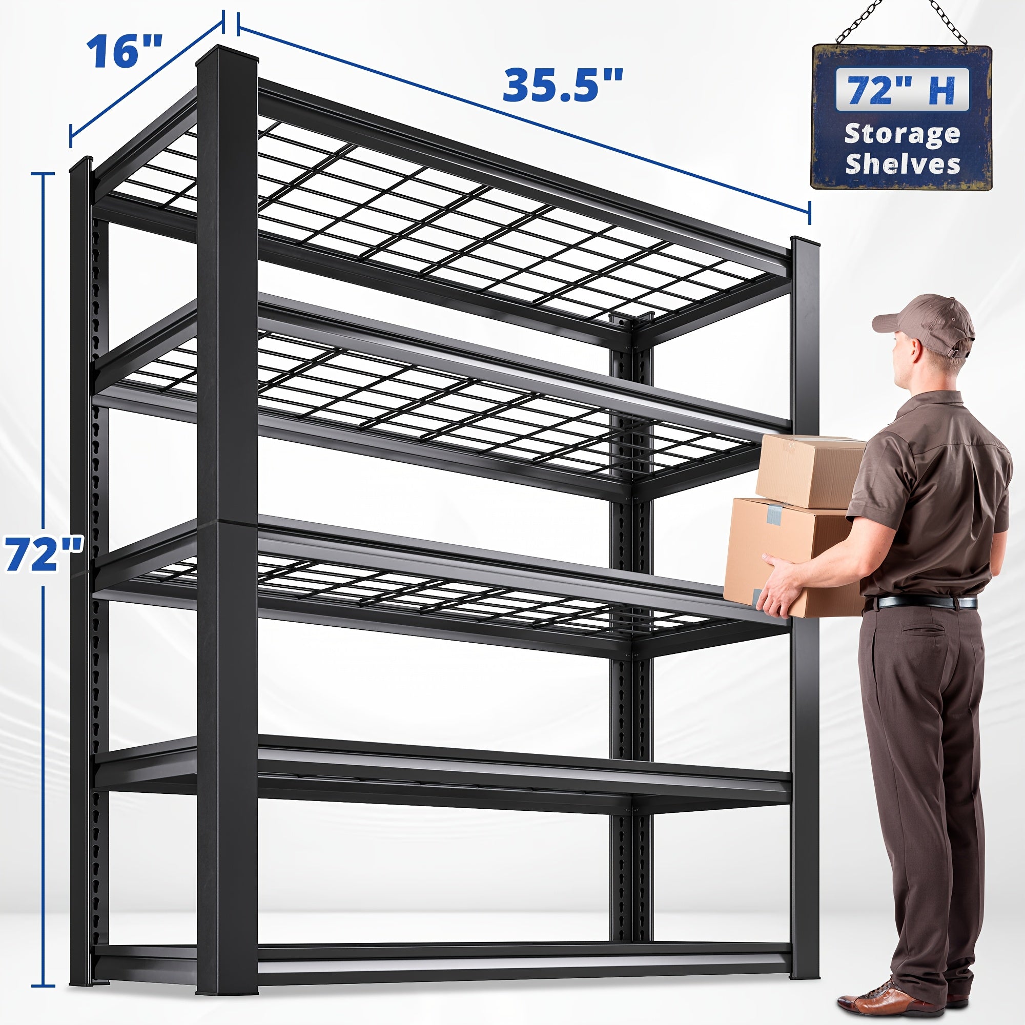 Heavy Duty Metal Garage Shelving Unit 72¡±H - Adjustable Steel Storage Shelf Rack for Garage, Basement & Warehouse