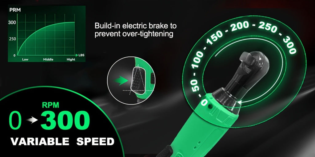 12V Cordless Ratchet Wrench Set 3/8¡± Drive | 40 Ft-lbs Torque, Variable Speed Trigger, Lithium-Ion Battery, 7 Sockets Included