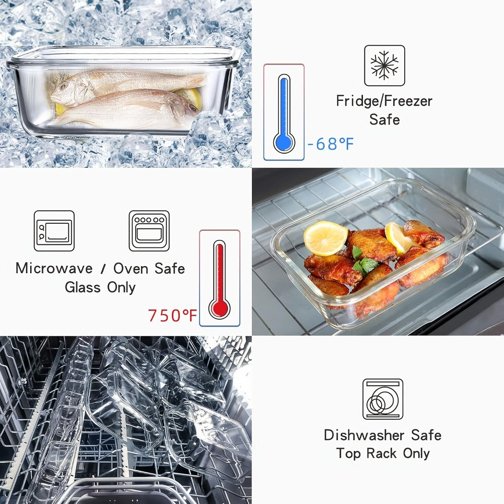 Glass Food Storage Containers with Lids 10PCS Set ¨C Airtight Leak-Proof Meal Prep Containers, Dishwasher & Oven Safe, Lunch & Leftover Storage