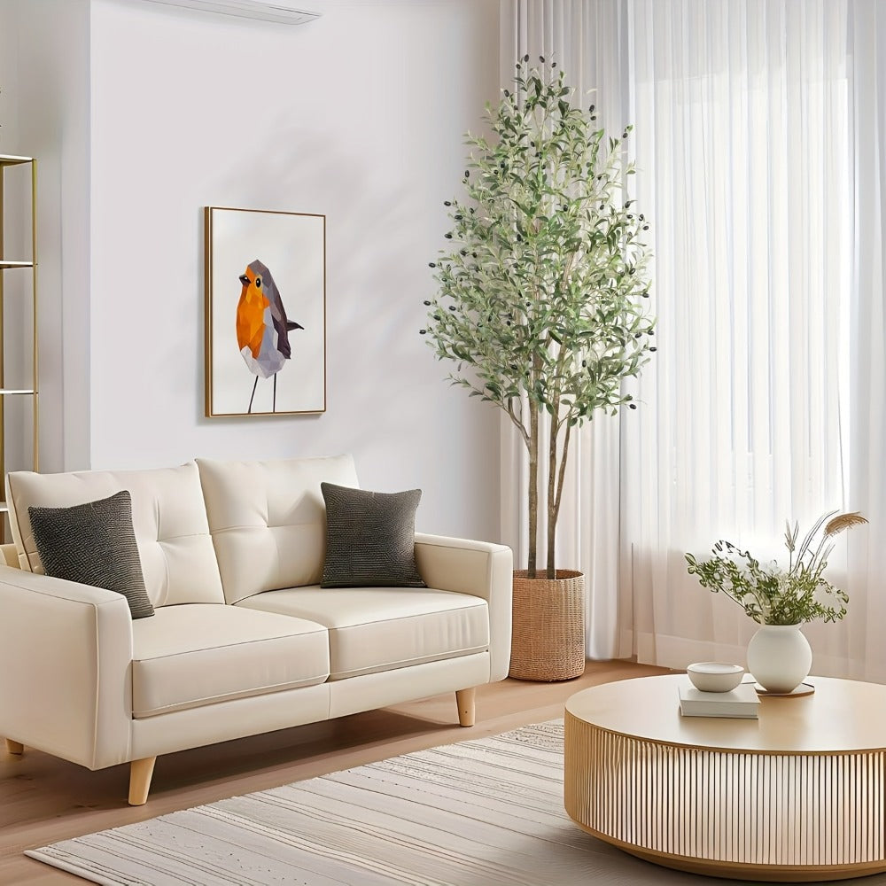 Artificial Olive Tree 4/5/6/7 Ft Tall Faux Potted Plant with Realistic Silk Leaves & Fruits for Living Room Home Decor Indoor Outdoor - Maintenance Free Decorative Tree Housewarming Gift