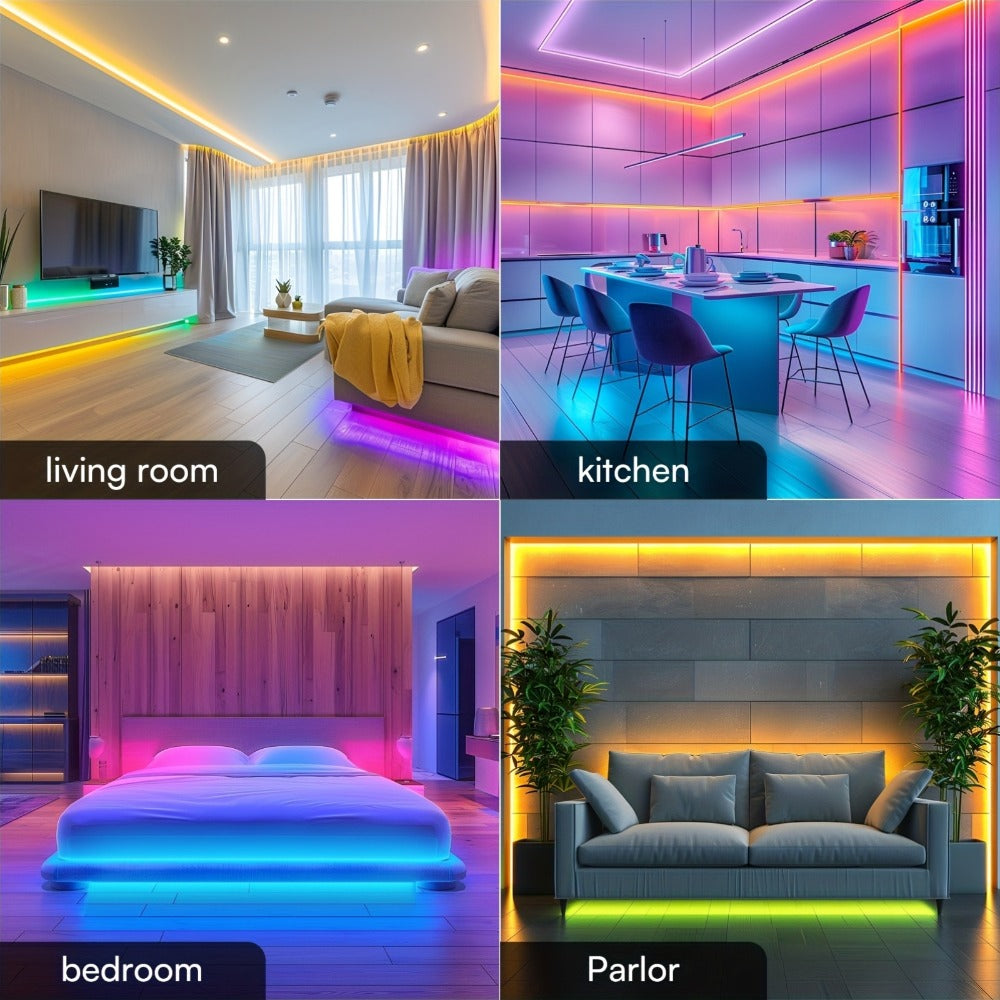 Smart LED Strip Lights 5050 RGB IC App & Remote Control, Music Sync Color Changing, for Bedroom Living Room Kitchen TV Home Decoration, Party Holiday Lighting ¨C 25ft 50ft 100ft 130ft 200ft Available
