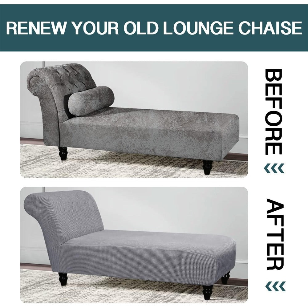 Chaise Lounge Cover Stretch Slipcover Jacquard Fabric Chair Sofa Protector for Living Room Bedroom Machine Washable Multi-Color