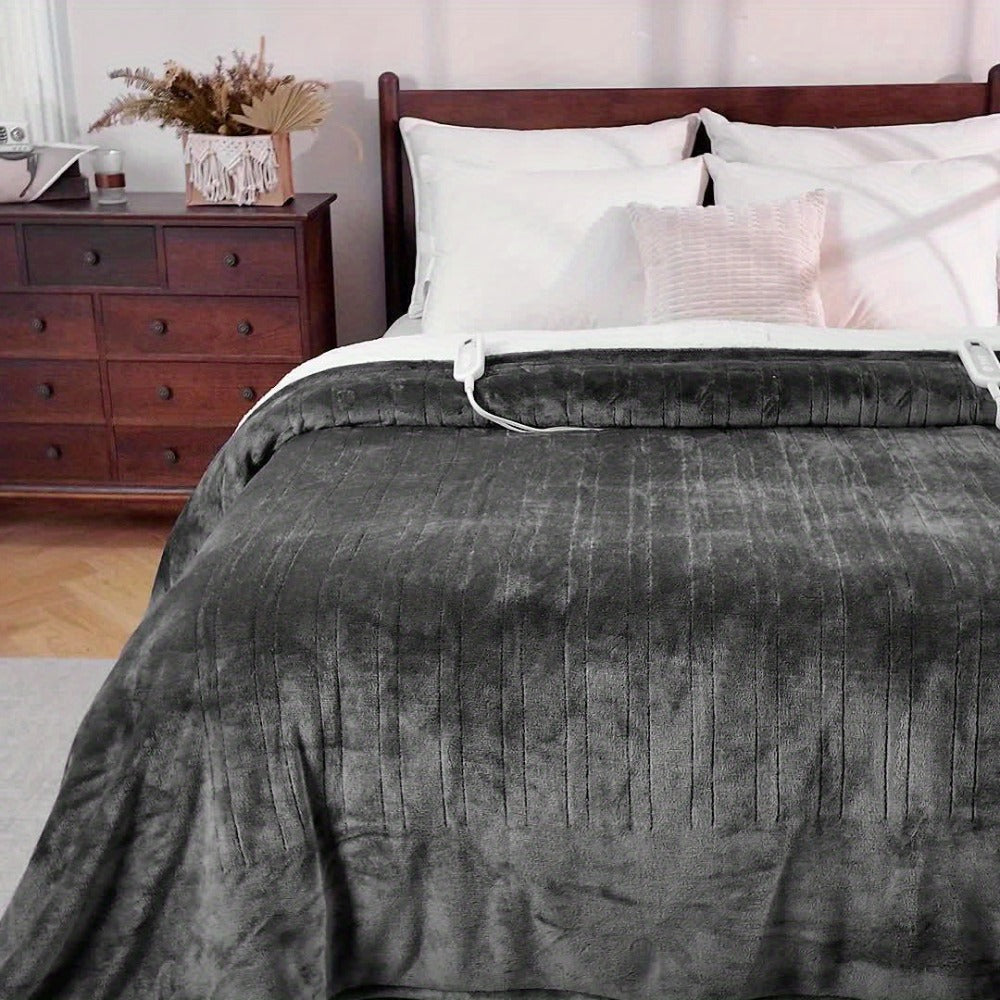 Electric Blanket with Temperature Control and Timer ¨C Extra Large Flannel Heated Blanket, 8 Levels 10-Hour Auto-Off, Machine Washable, PTC+NTC Overheat Protection, Throw Twin Full Queen King