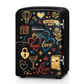 Aesthetic Mini Fridge 4 Liter with Stickers - Portable Cooler and Warmer for 6 Cans, AC/DC Compact Refrigerator for Bedroom, Office, Dorm & Car, Cute Mini Fridge Gift for Friends, Black Pink Red